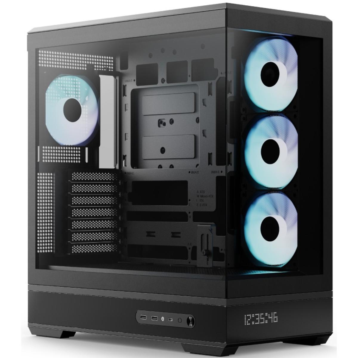 Aerocool P500B DIGI ATX Mid Tower Case – ARGB, Tempered Glass, Dot-Pixel Display, 4 Fans