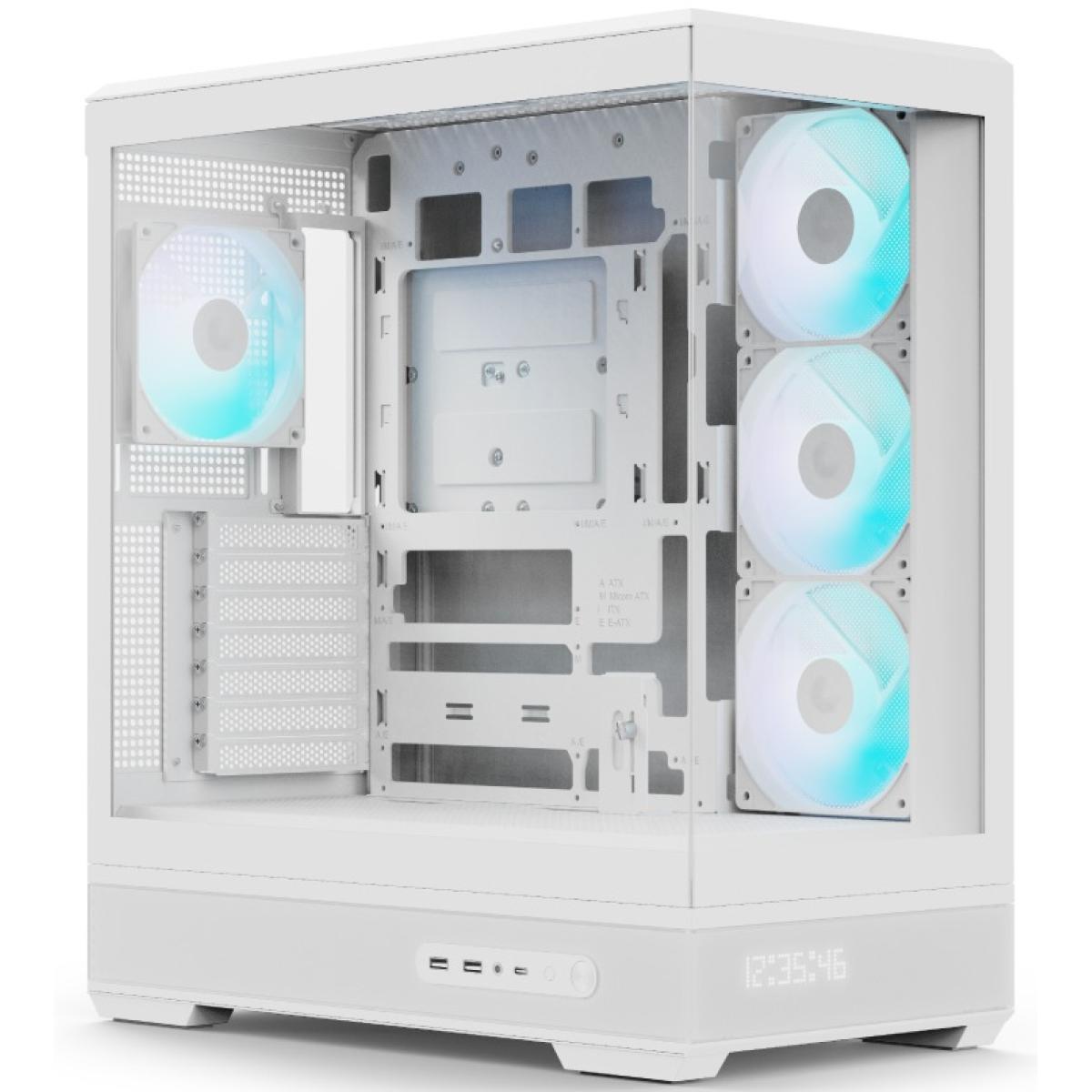 Aerocool P500B DIGI White ATX Mid Tower Tempered Glass Case ARGB 4-Fan Dot-Pixel Display