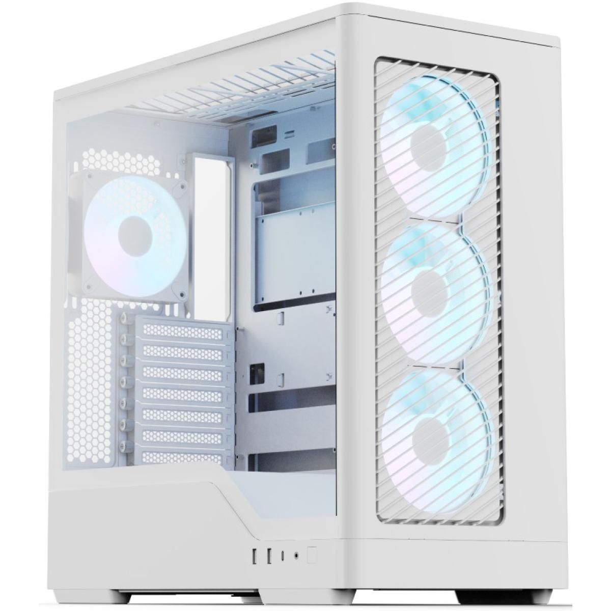 Aerocool D520A ATX Mid Tower Tempered Glass Case White ARGB