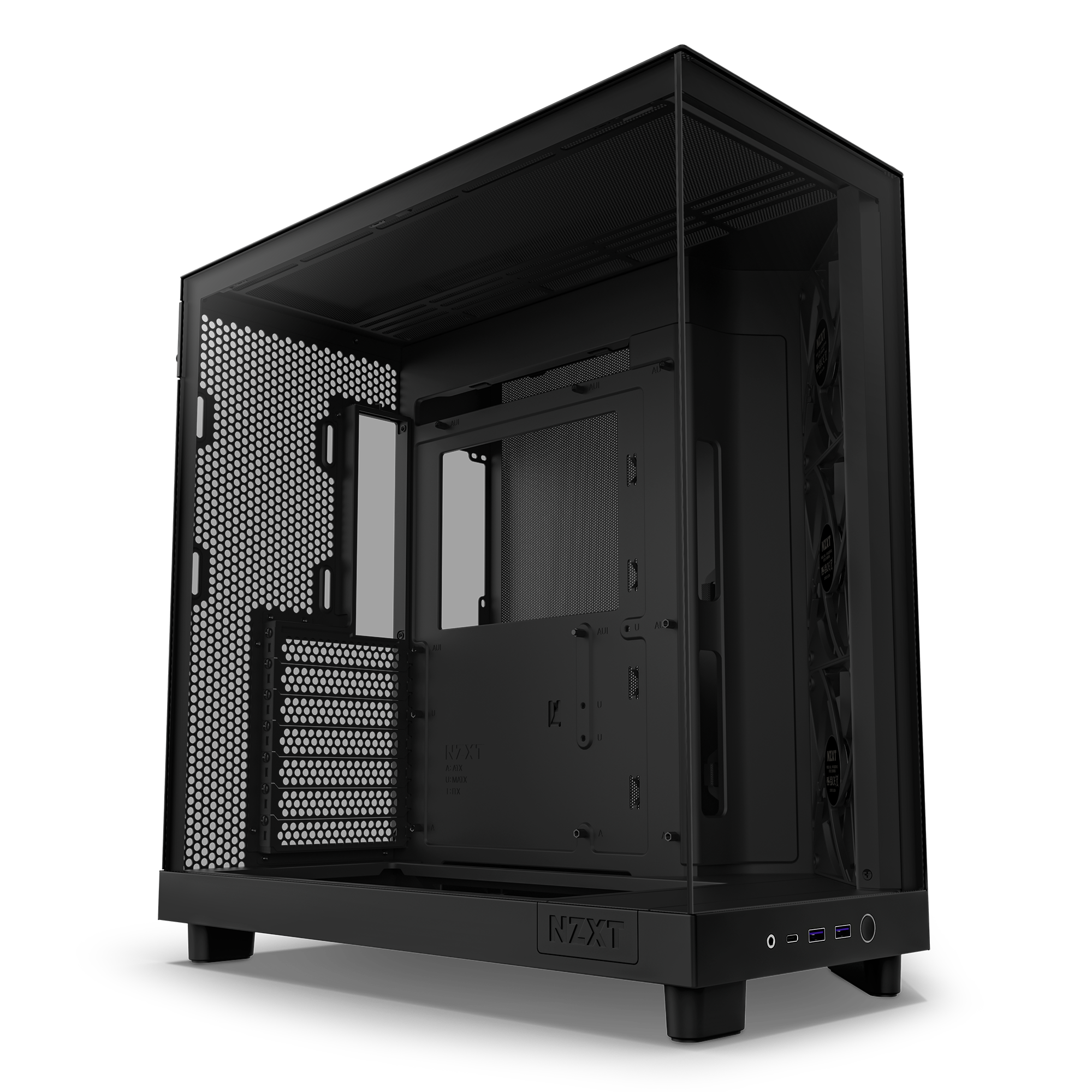 NZXT H6 Flow Dual-Chamber Mid-Tower ATX Case — 3x F120Q Fans, Tempered Glass, Black