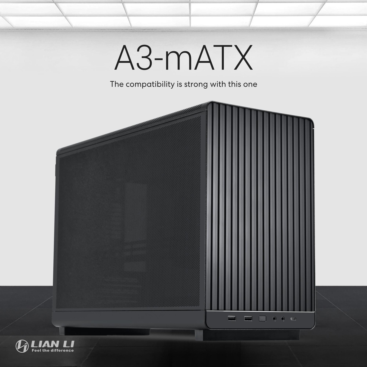 Lian Li A3-mATX Mini Tower Case Black — Mesh Steel, M-ATX/ITX, USB 3.1 Type-C