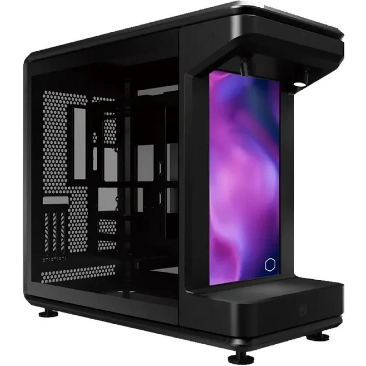 Cooler Master MASTERFRAME 360 STAGE LCD ATX Mid Tower Tempered Glass Case Black with 15.6-inch LCD & PCIe 5.0 Riser