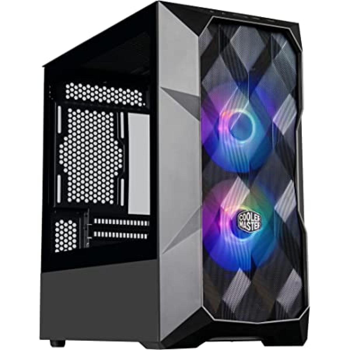Cooler Master MasterBox TD300 Mesh Black Mini Tower Tempered Glass Case with 2x ARGB Fans