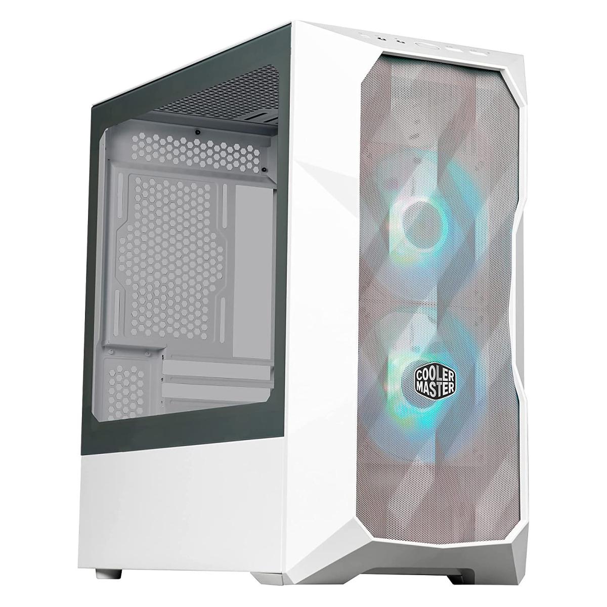 Cooler Master MasterBox TD300 Mesh White Mini Tower Tempered Glass Case with 2x ARGB Fans