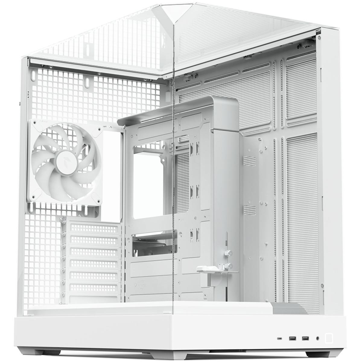 APNX V2 ATX Mid Tower Tempered Glass Case White — 4x140mm ARGB Fans, Reverse Connector