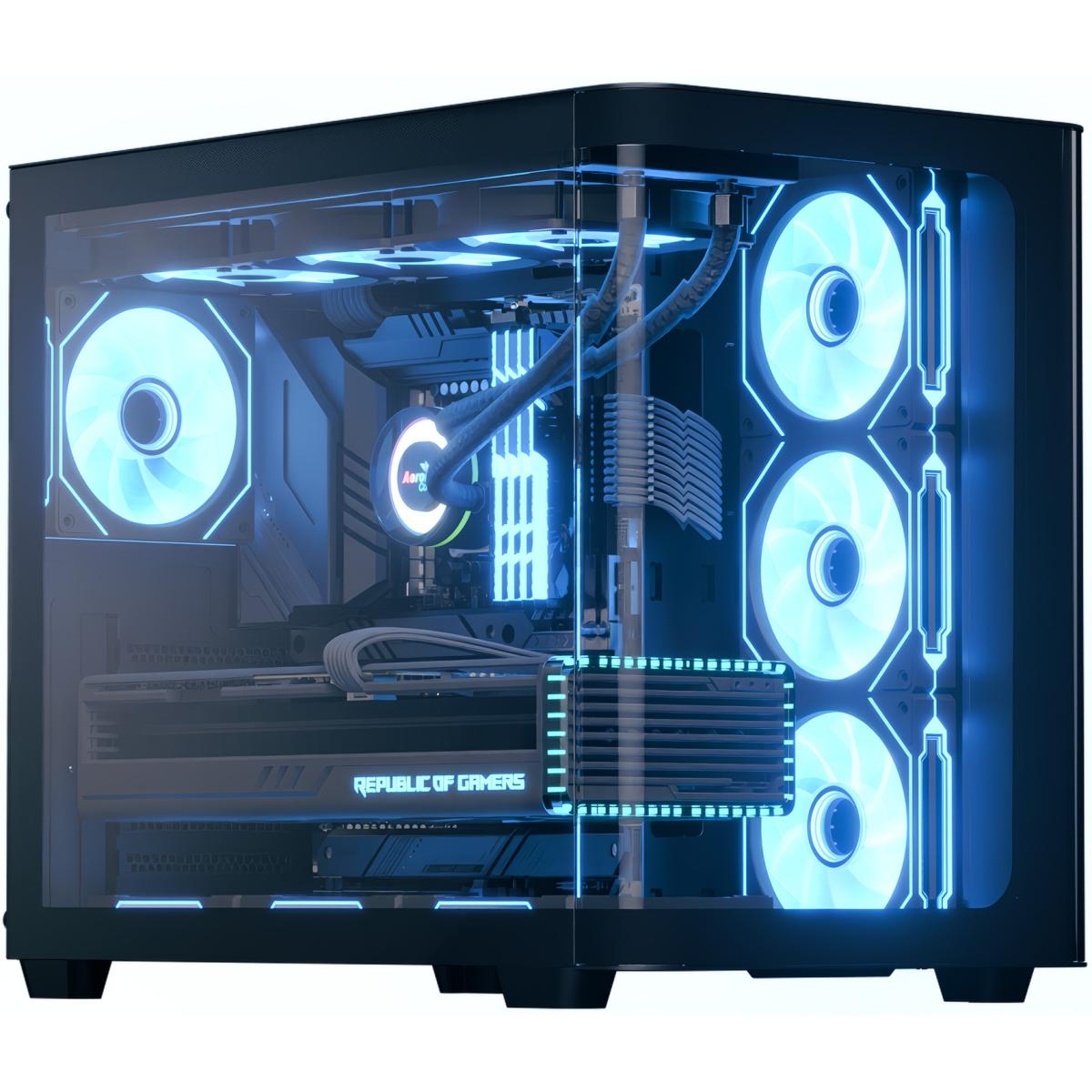 Aerocool P500C Black ATX Mid Tower Tempered Glass Case with 4 ARGB Infinity Mirror Fans