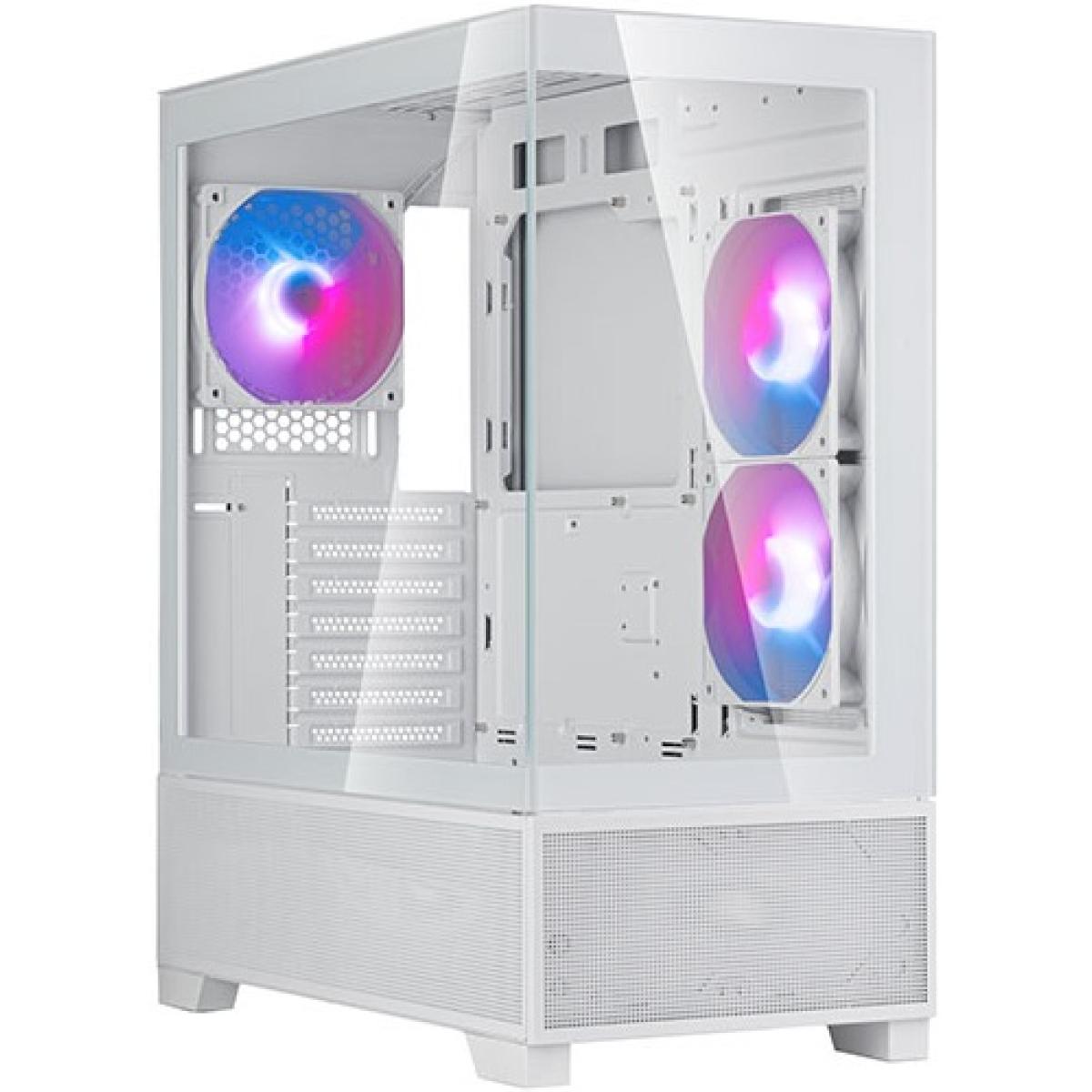SilverStone Lucid LD05 (White) ATX Mid Tower Tempered Glass Case — 270° Panoramic, 3x 120mm ARGB Fans, USB-C