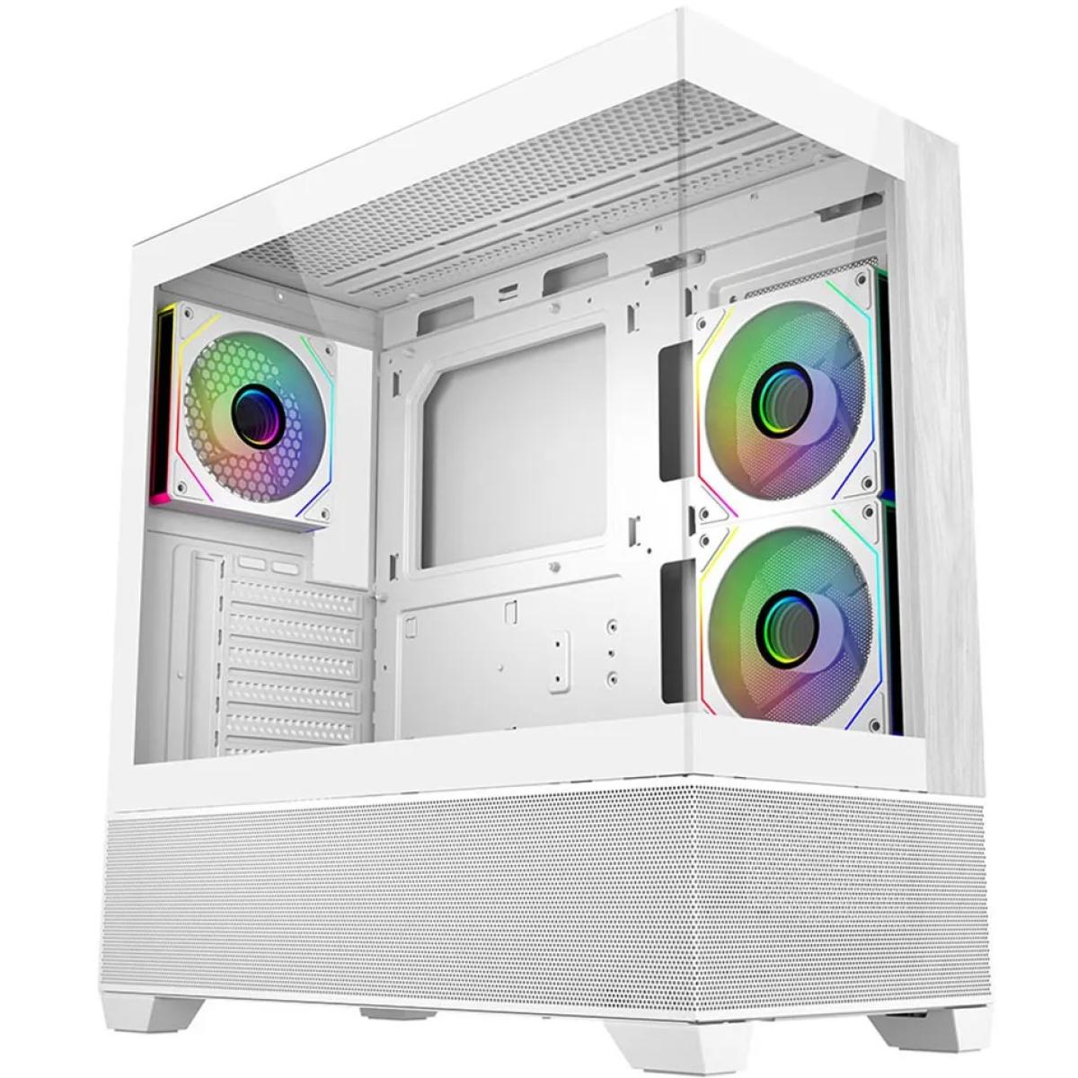 Cooler Master Elite 690 Wood Mid Tower ATX ARGB Tempered Glass Case White