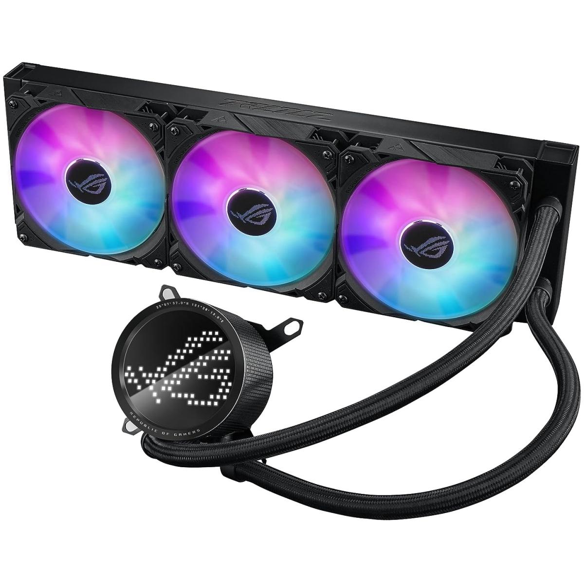 ASUS ROG Ryuo III 360 ARGB AIO Liquid CPU Cooler with Anime Matrix LED Display, 3x120mm Fans