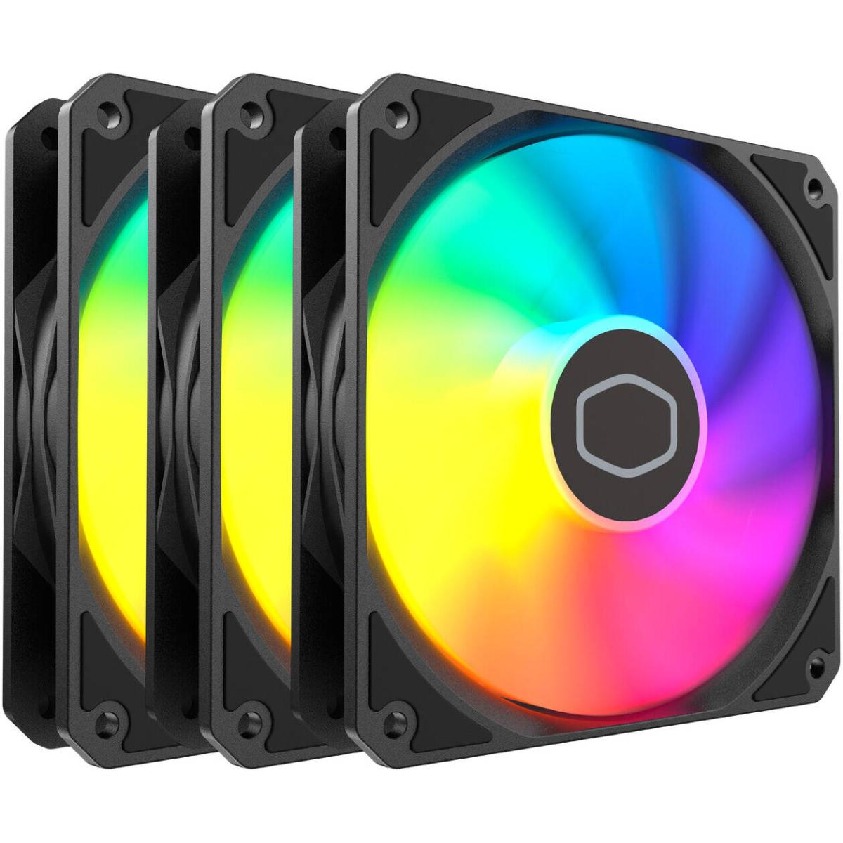 Cooler Master MasterFan MF120 Lite ARGB 3-Pack Black 120mm PWM Fans with Controller