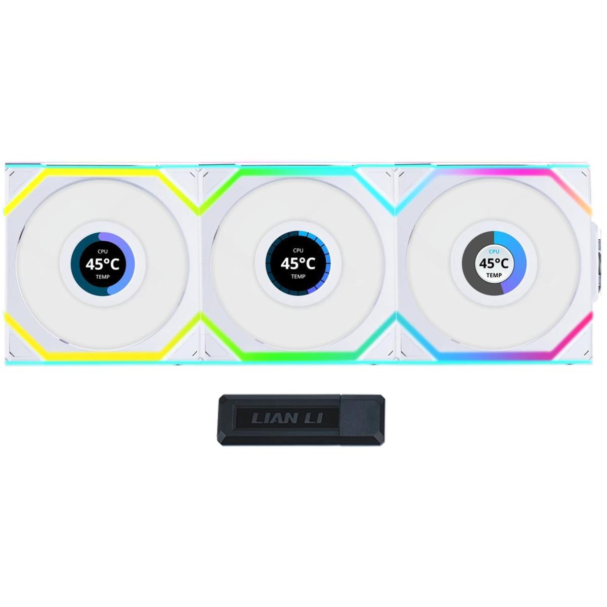 Lian Li UNI FAN SL Wireless LCD 120 Triple Pack - White