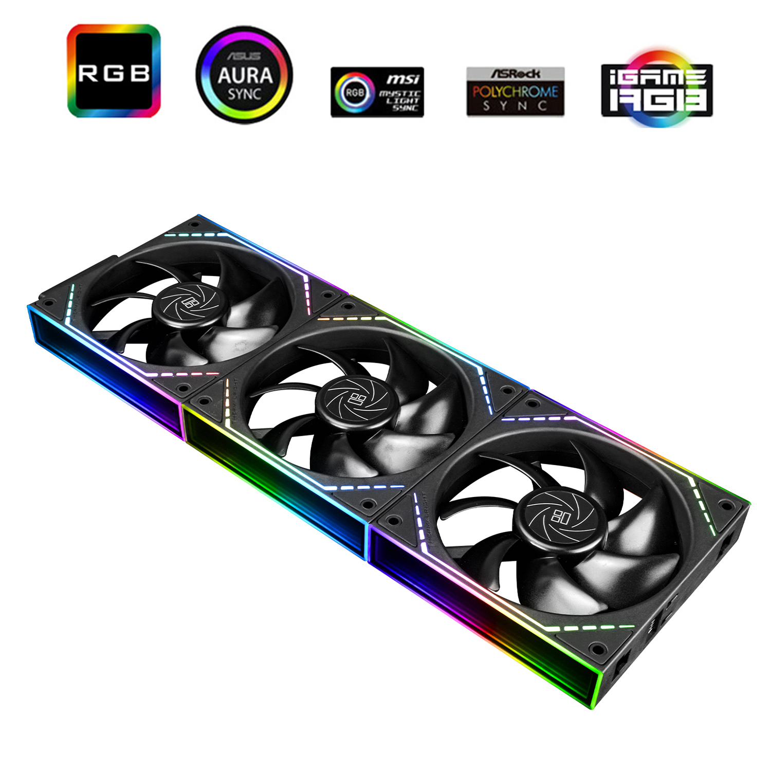 Thermalright TL-M12Q X3 120mm LED Fan Kit 3-in-1, S-FDB Bearing, Black