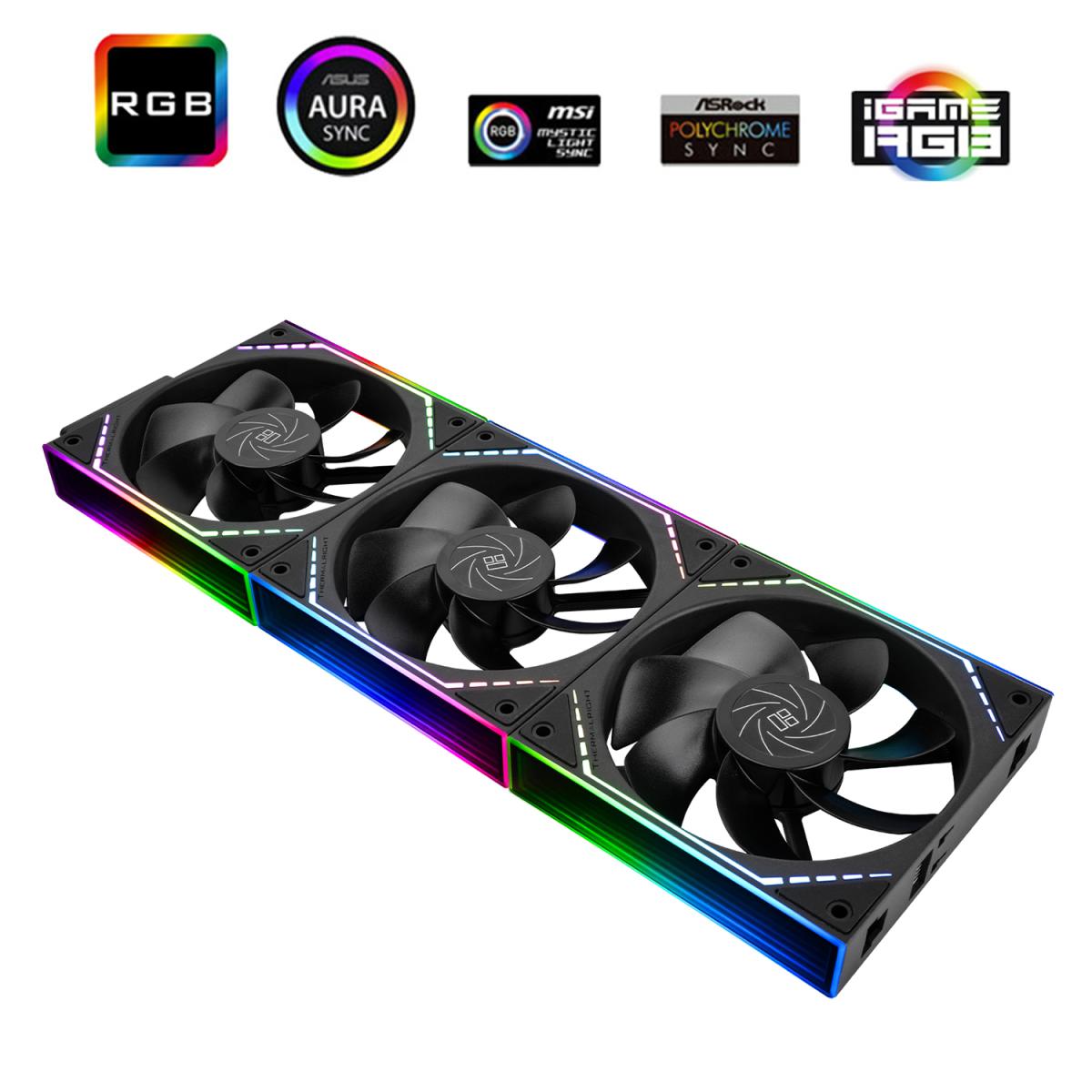 Thermalright TL-M12QR X3 120mm LED Fan Kit 3-in-1, S-FDB Bearing, Black