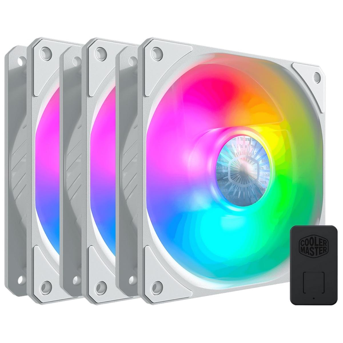 Cooler Master SickleFlow 120 ARGB White Edition Case Fans 3-in-1 with Controller, 120mm PWM