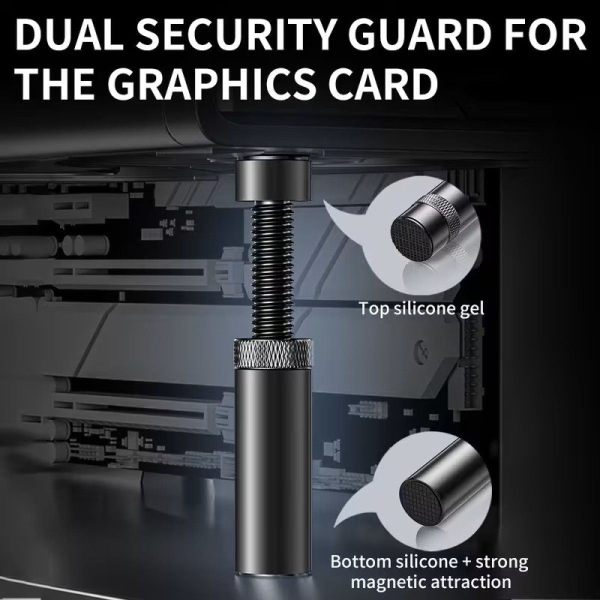 Graphics Card Bracket Adjustable Magnetic Base Medium – Black