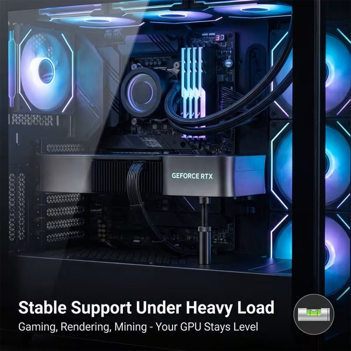 Graphics Card Bracket Adjustable Magnetic Base Long – Black
