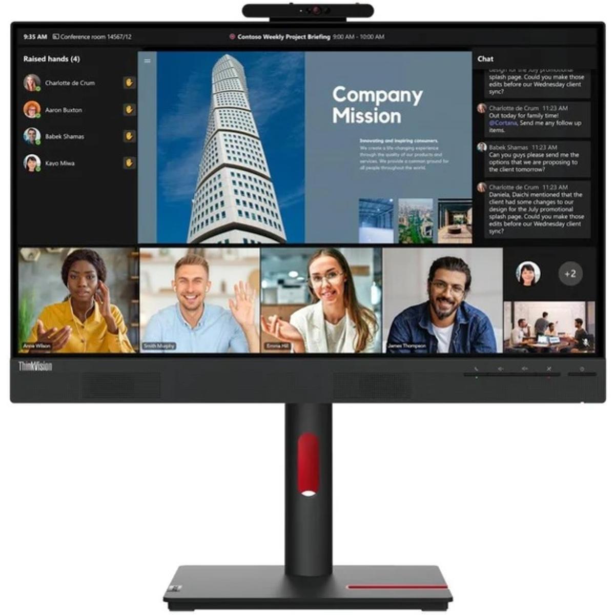 Lenovo ThinkVision T24mv-30 24" FHD IPS USB-C Hub Monitor with Webcam