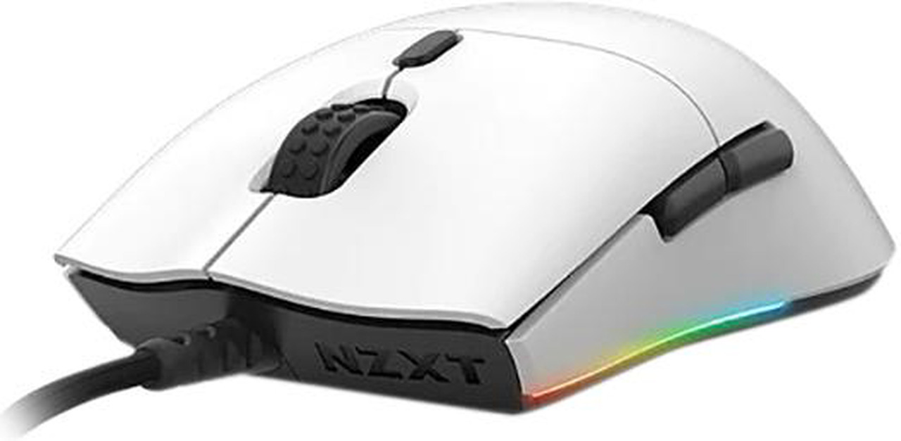 NZXT Lift Lightweight Ambidextrous RGB Optical Gaming Mouse 16000 DPI – White