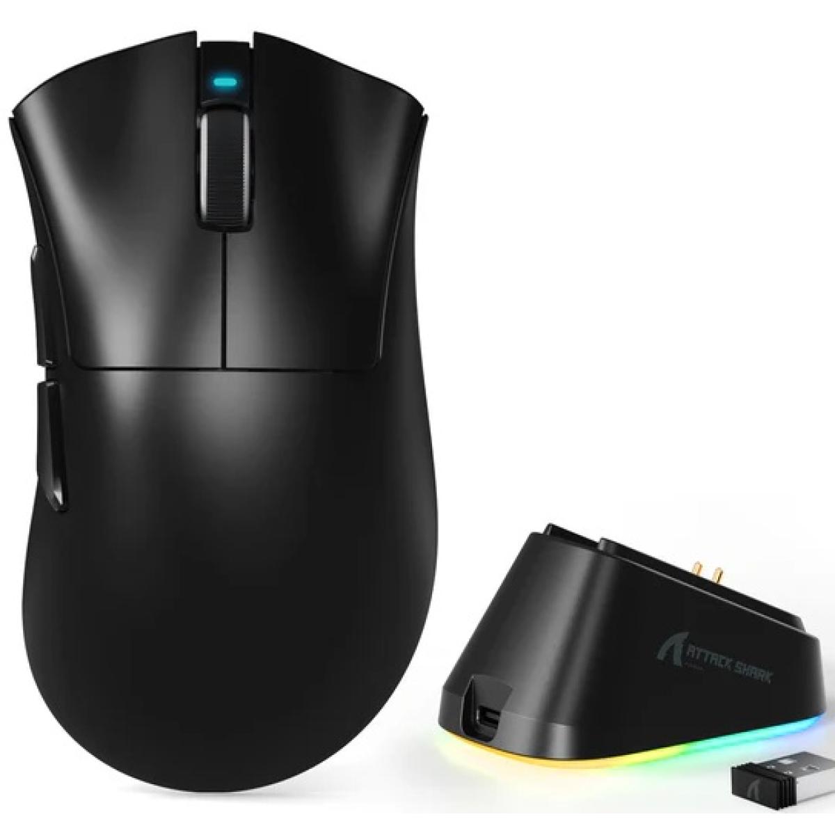 Attack Shark V3 Pro Wireless Gaming Mouse PAW3311 25K DPI 62g 5 Programmable Buttons — Black