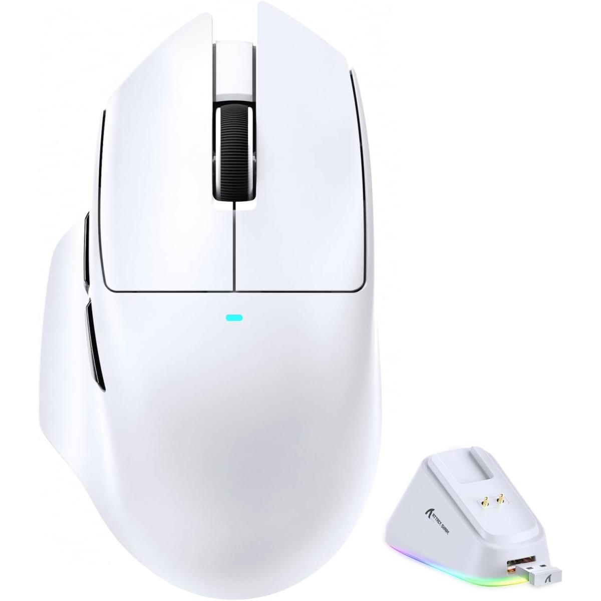 Attack Shark V6 Wireless Gaming Mouse PAW3311 25K DPI RGB Magnetic Charging Dock 65g — White