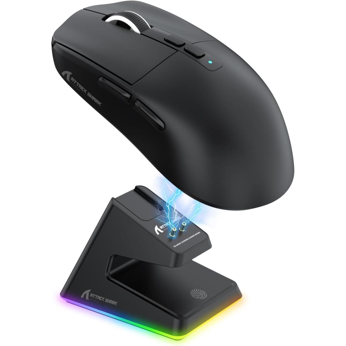 Attack Shark X6 Wireless Gaming Mouse PAW3395 26K DPI Tri-Mode RGB Charging Base Black