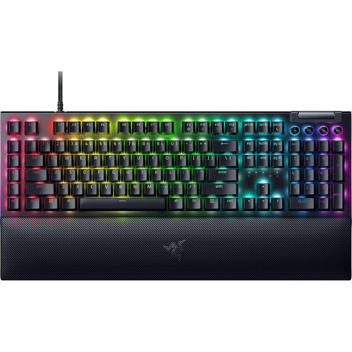 Razer BlackWidow V4 Full-Size Mechanical Keyboard – Yellow Linear Silent Switches