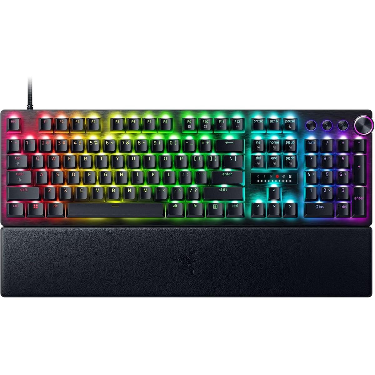 Razer Huntsman V3 Pro Gaming Keyboard – Analog Optical Switches, Full-size, Wrist Rest, Black