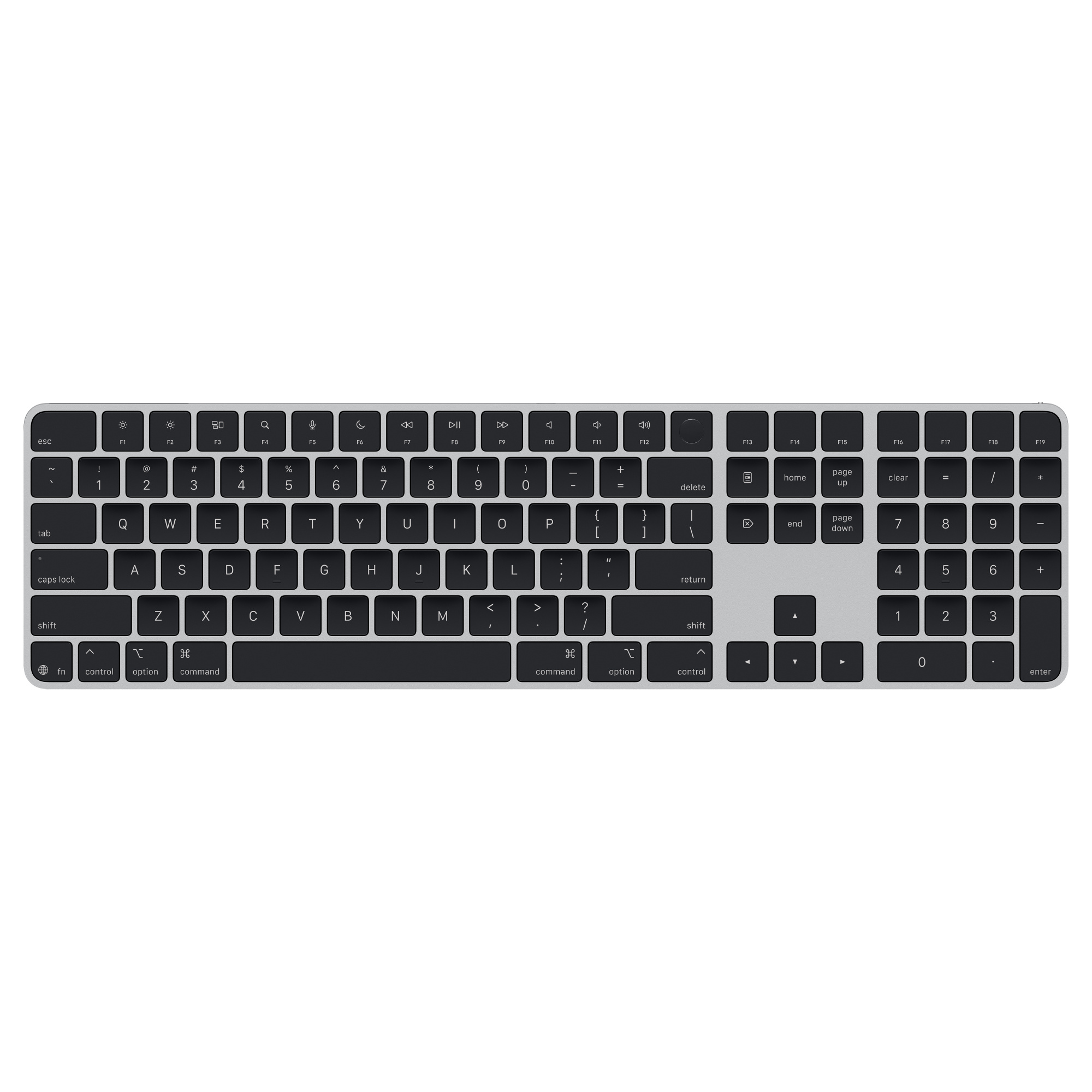 Apple Magic Keyboard with Touch ID & Numeric Keypad for Apple Silicon Macs Arabic/English – Silver with Black Keys