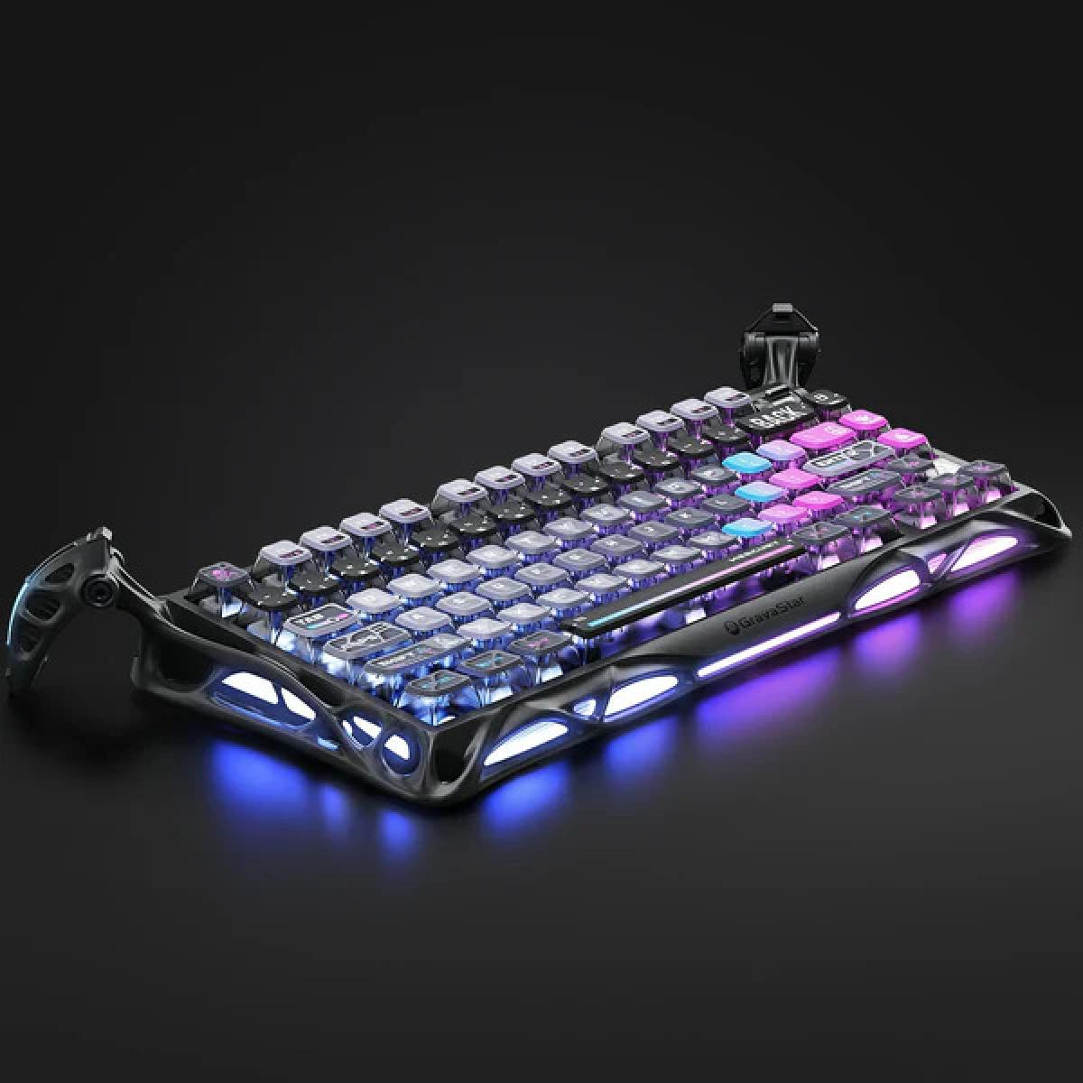 GravaStar Mercury K1 Pro 75% Wireless Mechanical Keyboard – Linear Switches, Galaxy Black
