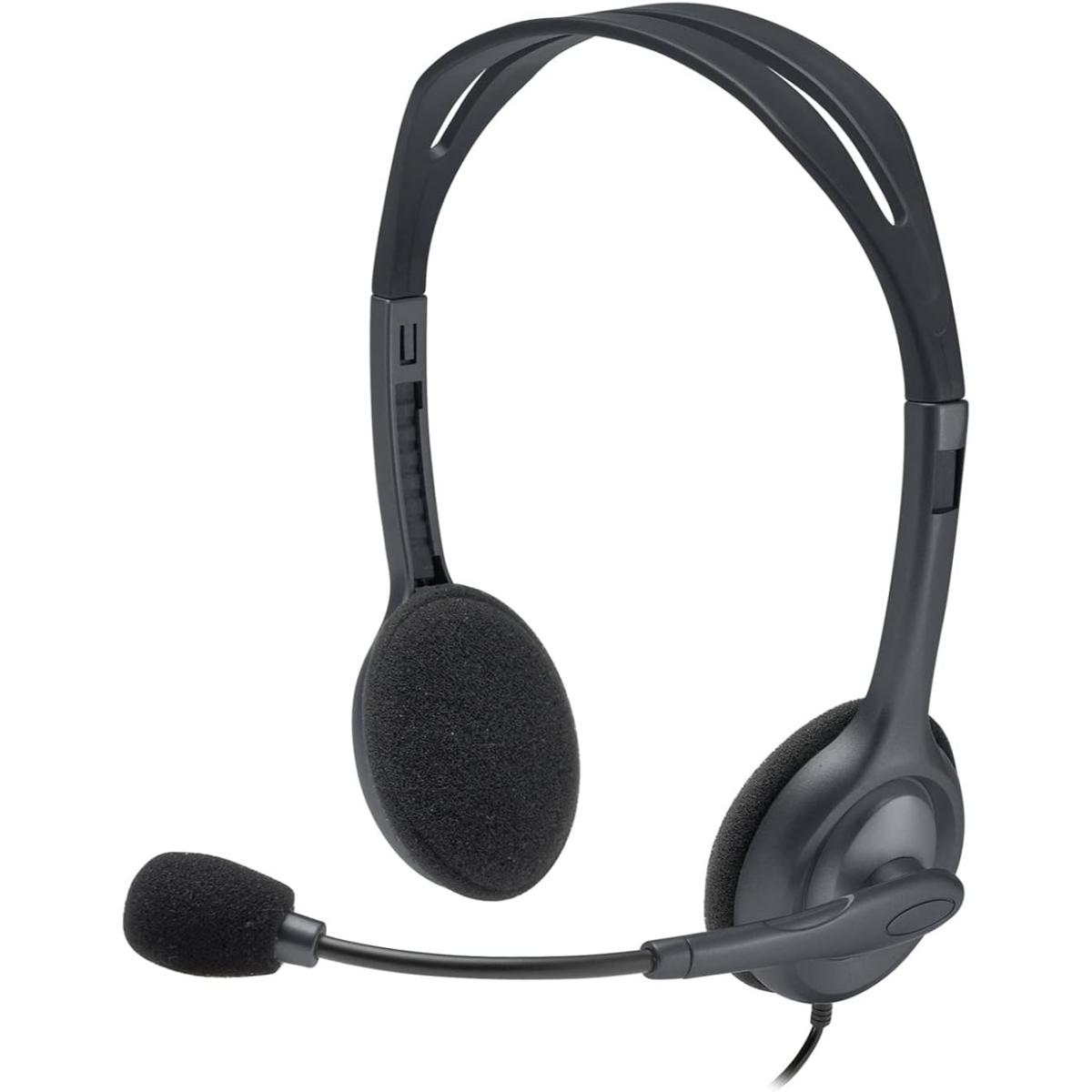 Logitech H111 Wired Stereo Headset, 3.5 mm, Noise-Cancelling Mic - Black