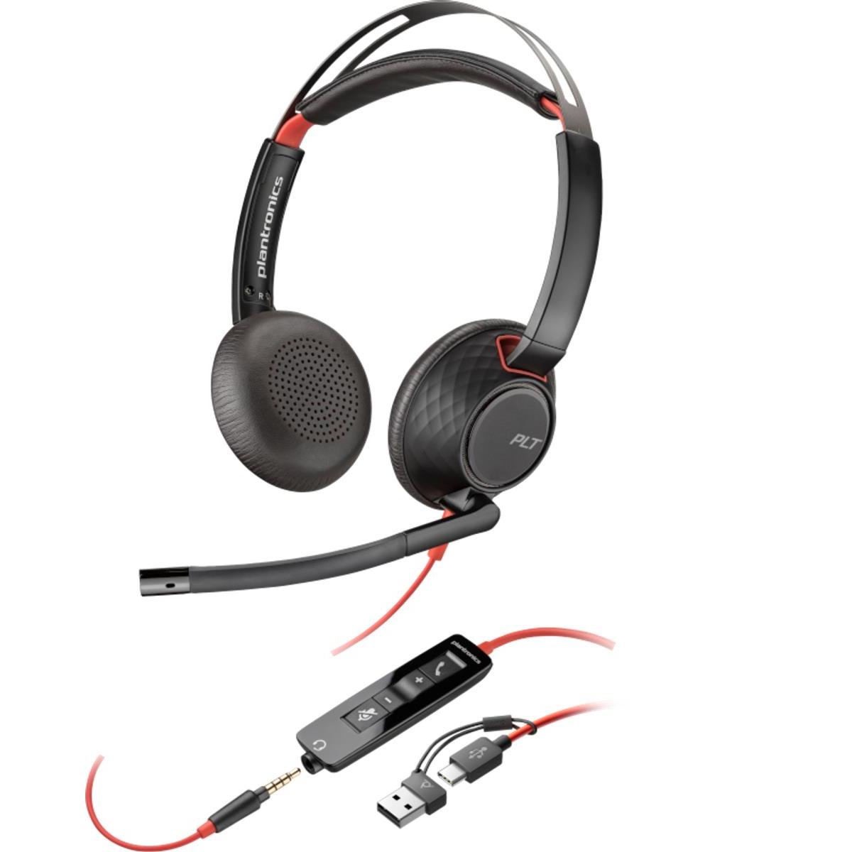 Poly Blackwire 5220 Stereo USB-C Headset 32mm 3.5mm + USB-C/USB-A Black 8X231AA