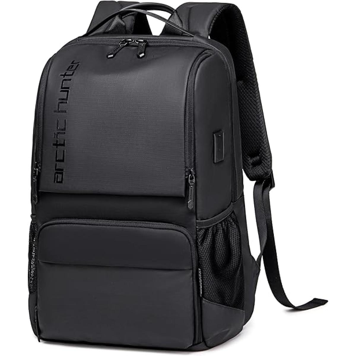 Arctic Hunter B00532 Water Resistant Laptop Backpack with USB Port & Headphone Jack, Black