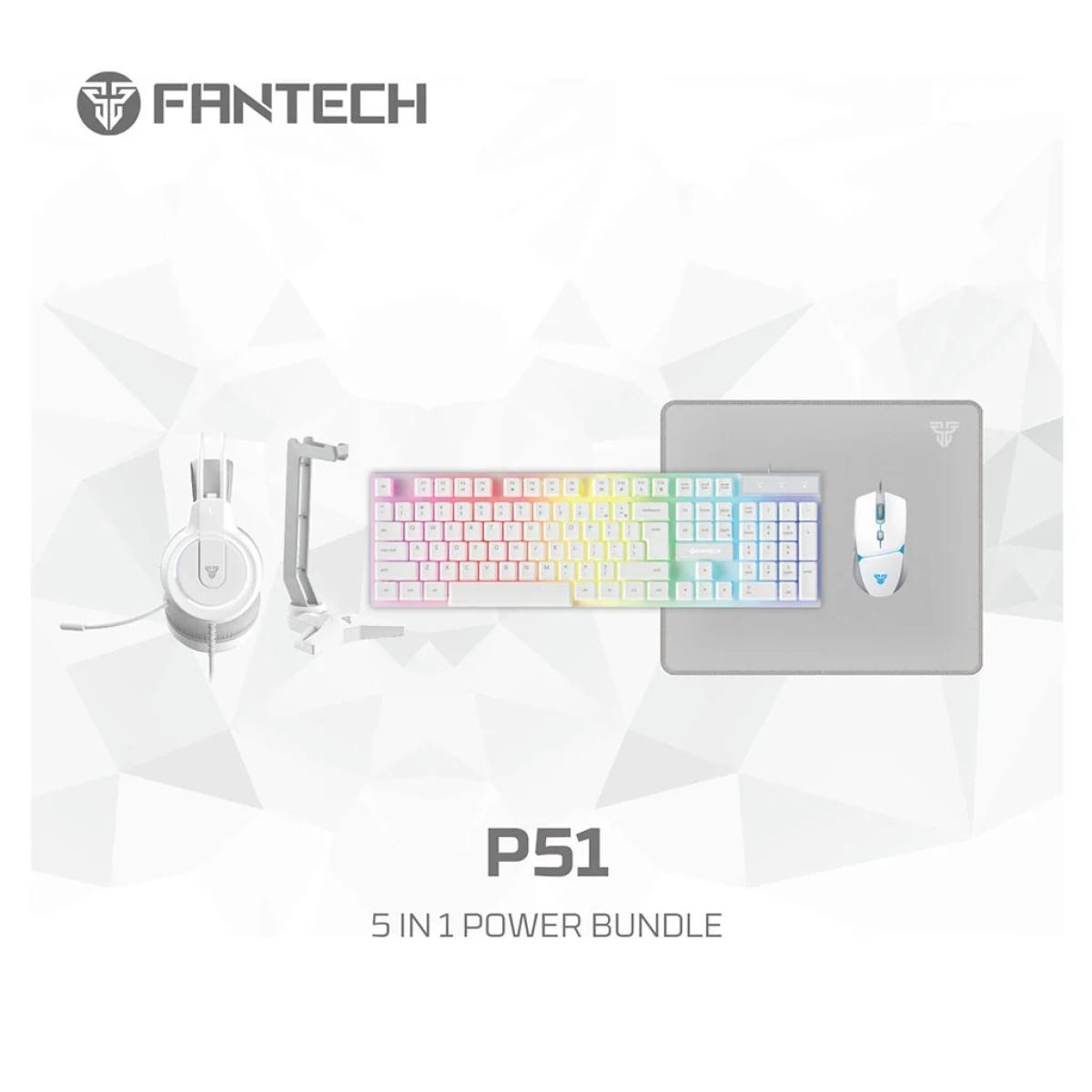 Fantech P51 Power Bundle 5-in-1 Gaming Combo — Keyboard + Mouse + Headset + Mouse Pad + Headset Stand