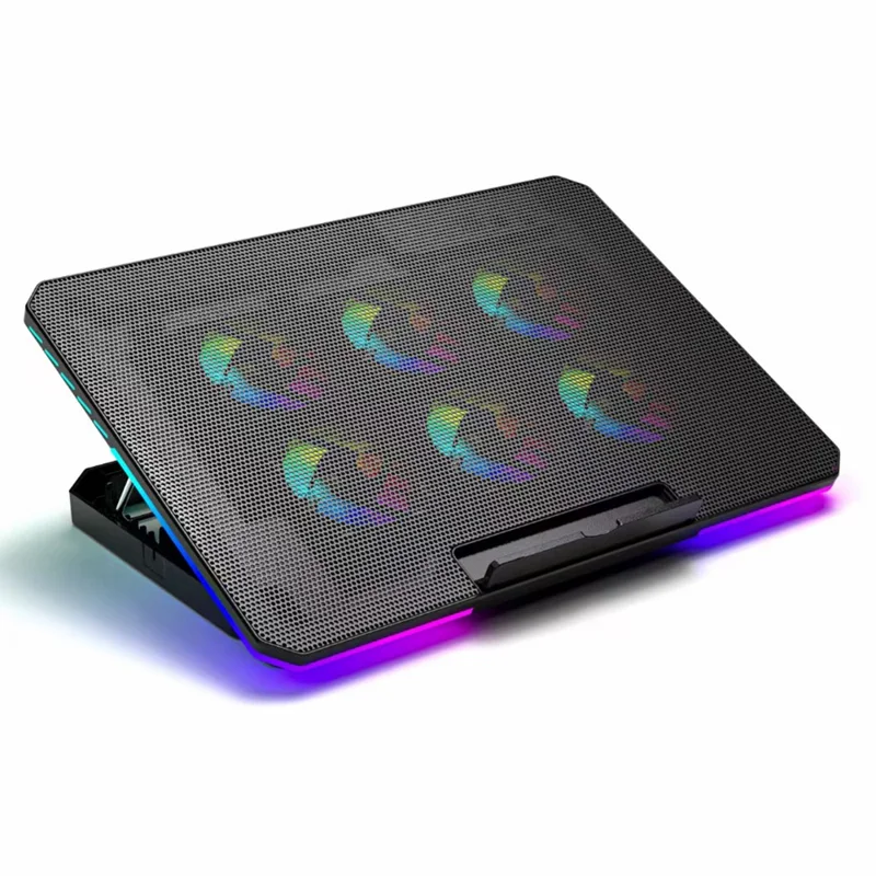 X8 Laptop Cooling Pad with 6 RGB LED Fans - Black