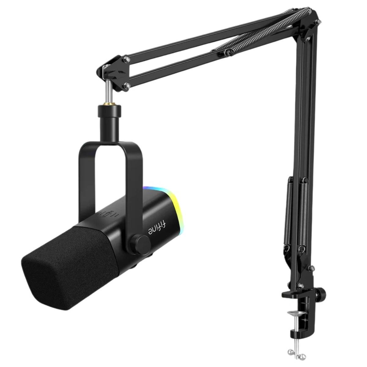 FIFINE AmpliGame AM8T USB/XLR Dynamic Microphone Kit with Boom Arm Stand - Black