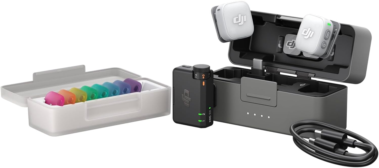 DJI Mic Mini 2 (2 TX + 1 RX + Charging Case) Wireless Lavalier Microphone System