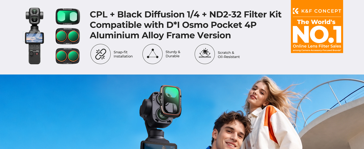 K&F Concept ND2-32 Filter Compatible with DJI Osmo Pocket 4P/Xtra Muse2 Pro