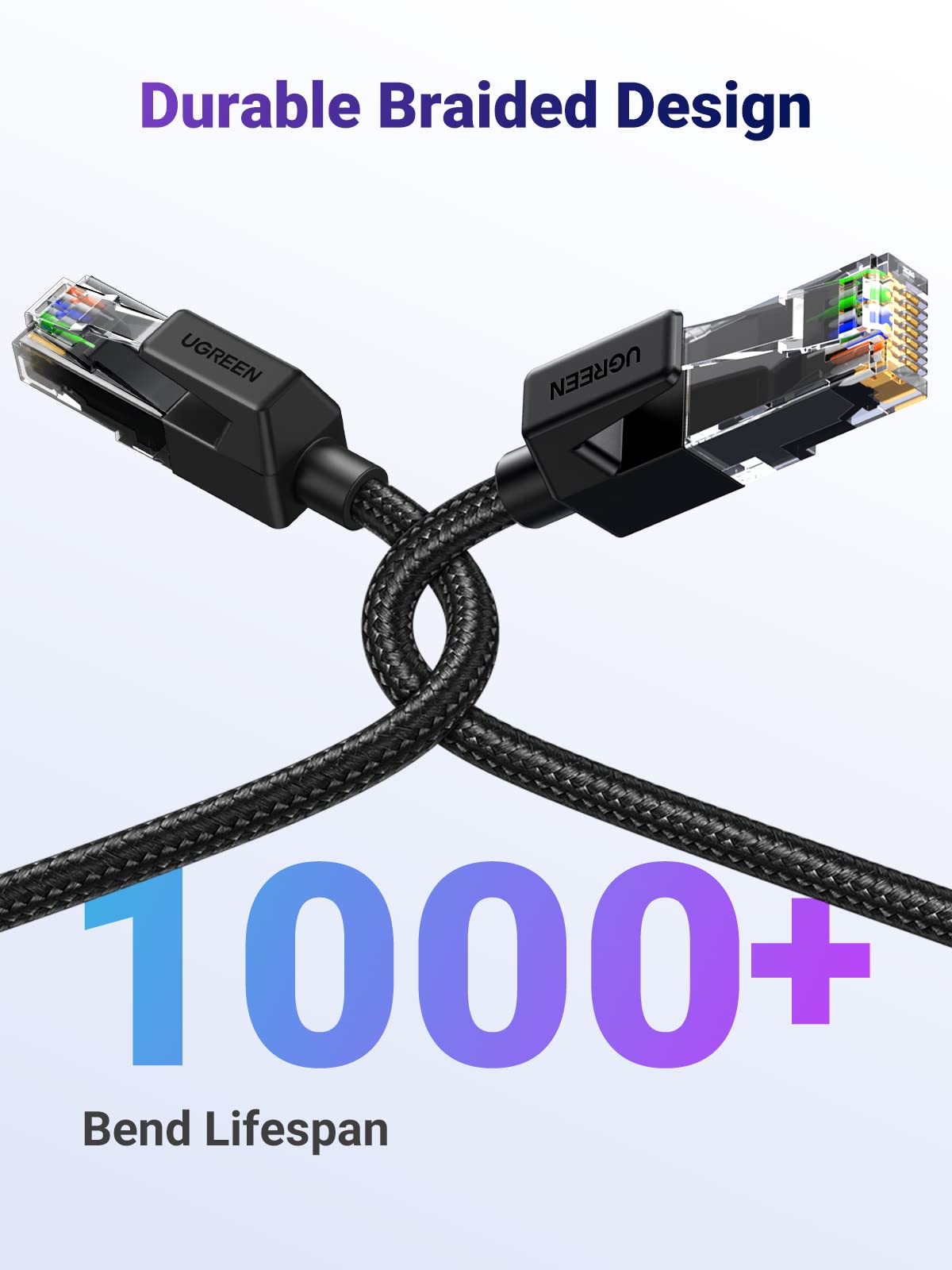 UGREEN Cat 6 Flat Ethernet Cable RJ45 Black, 3M