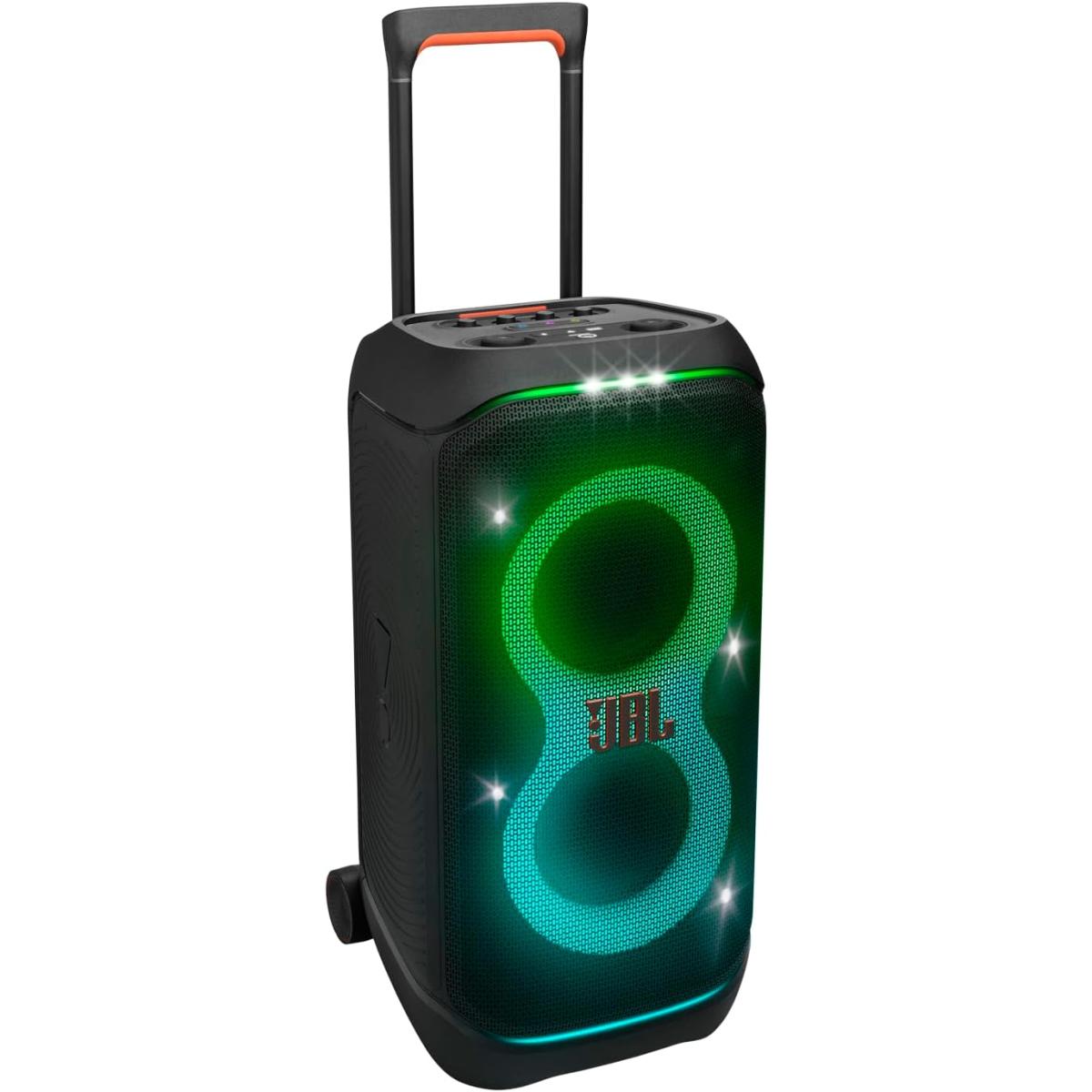 JBL PartyBox Stage 320 Portable Party Speaker, Wheels, 18H Battery, Splash Proof, Black