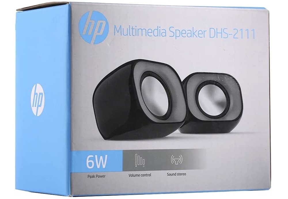 HP DHS-2111 Mini Box 2.0 Wired Desktop Speaker, 6W Max, 3.5mm + USB