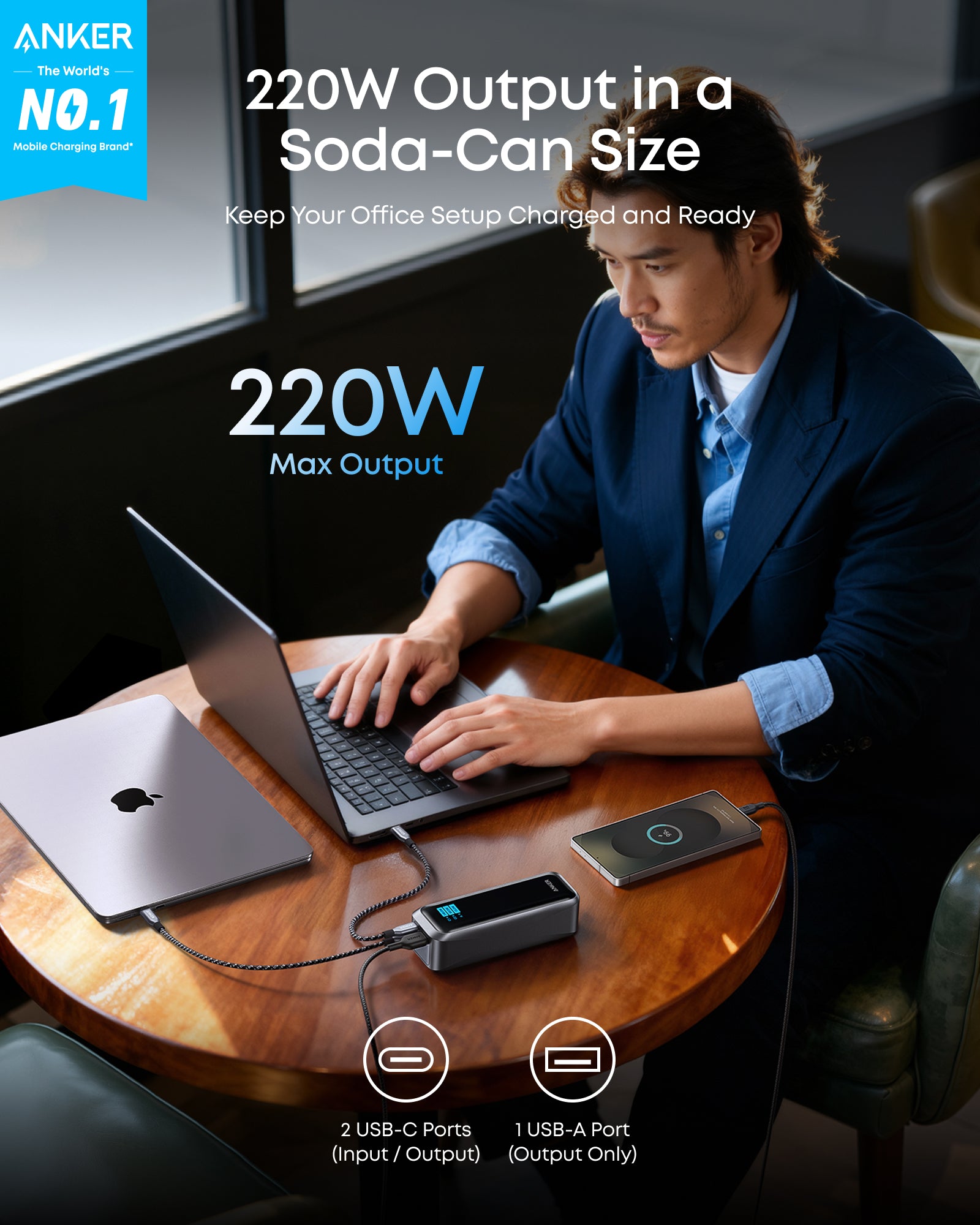 Anker Prime Power Bank (20K, 220W), Black