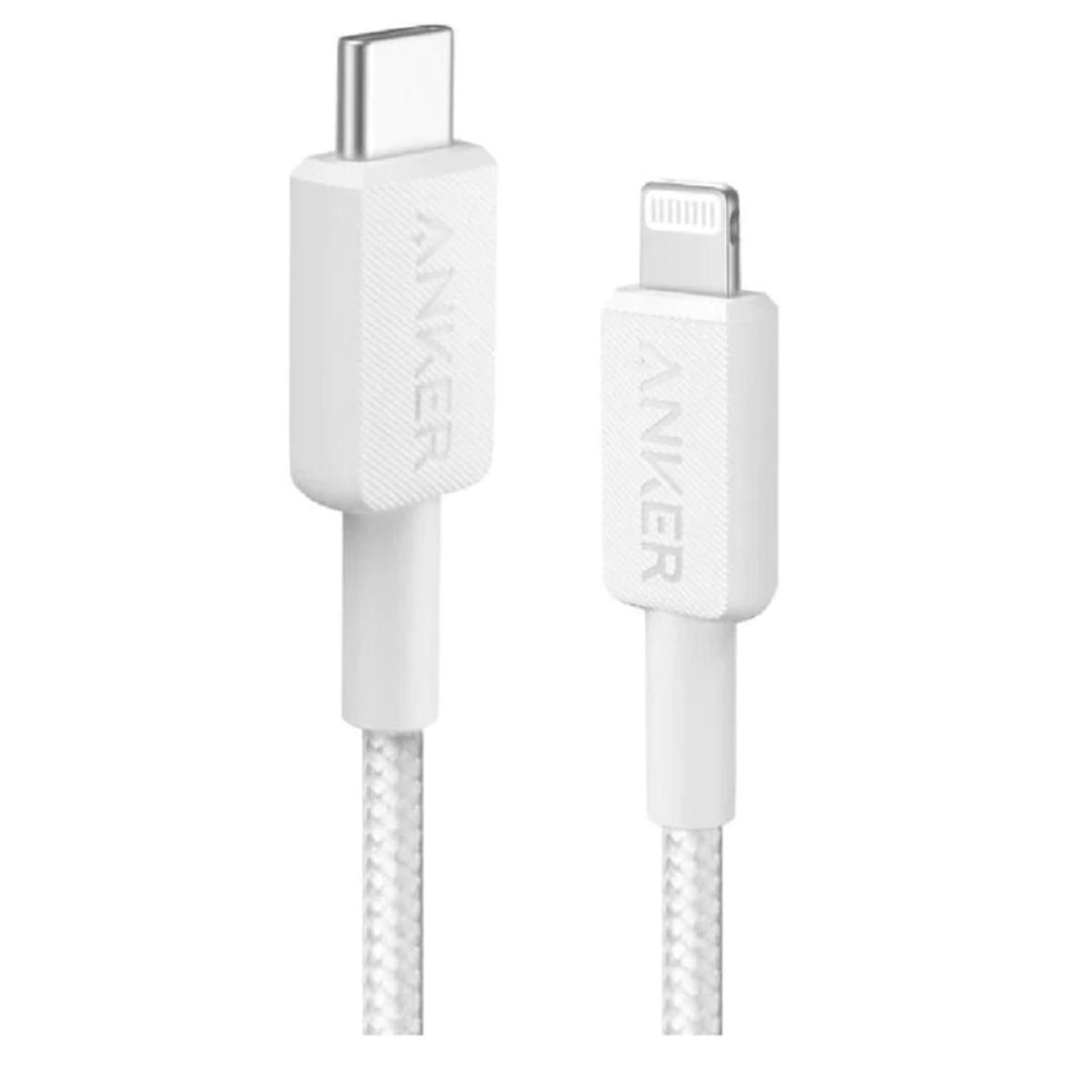Anker 322 USB-C to Lightning Braided Cable 6ft – White (A81B5H21)