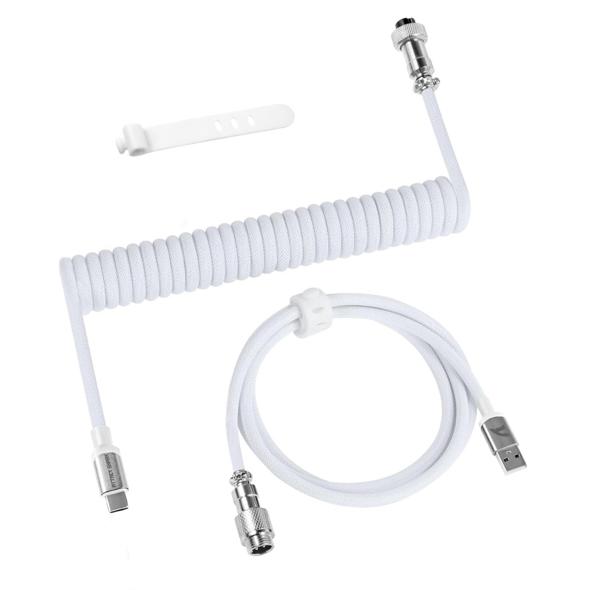 Attack Shark C01 PRO Coiled USB-C to USB-A Keyboard Cable - White