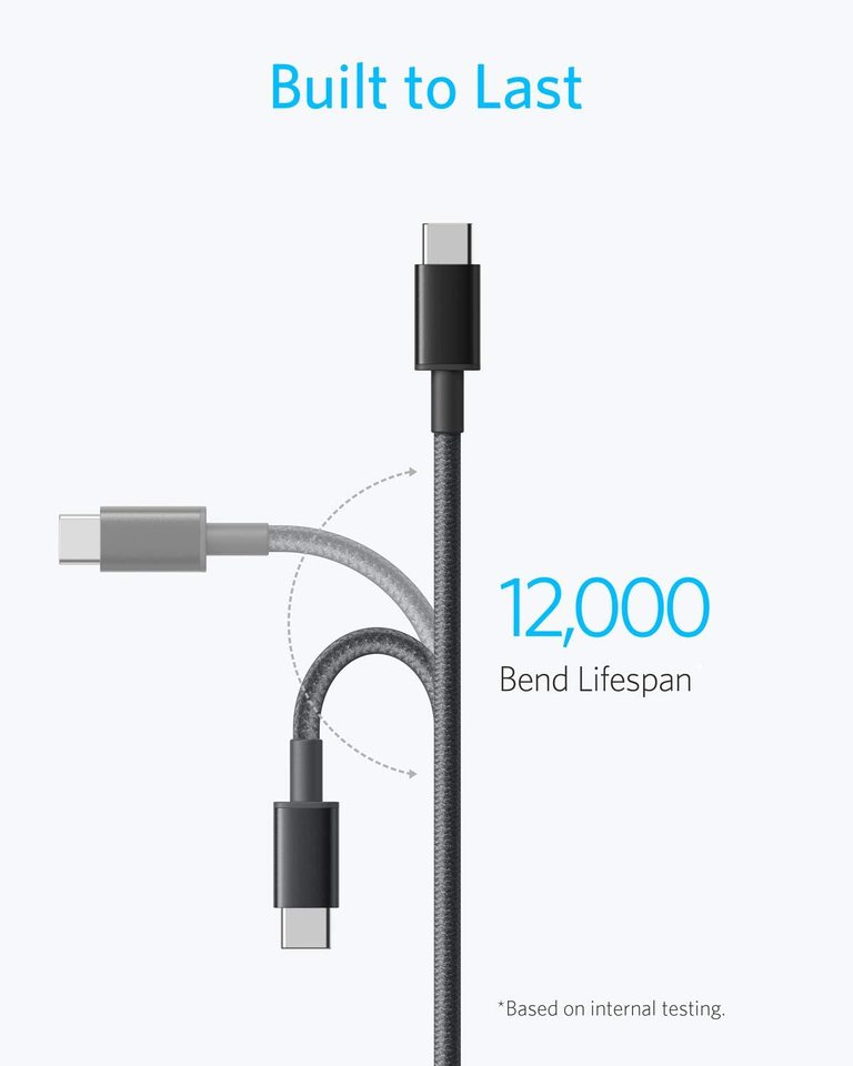 Anker New Nylon USB-C to USB-C Cable (6ft, 60W) Black