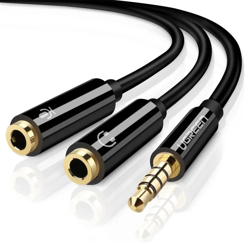UGREEN 3.5mm Headphone Splitter Cable – Dual Headset + Mic Adapter for PC