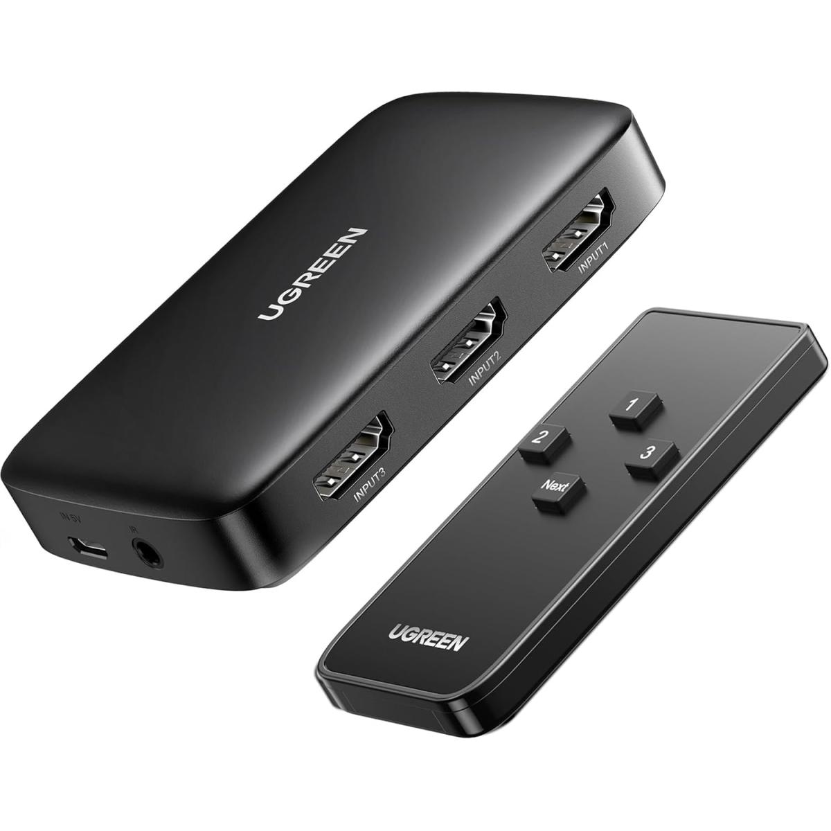 UGREEN HDMI Switch 3-In 1-Out 4K@30Hz with Remote HDR CEC 3D HDCP 1.4