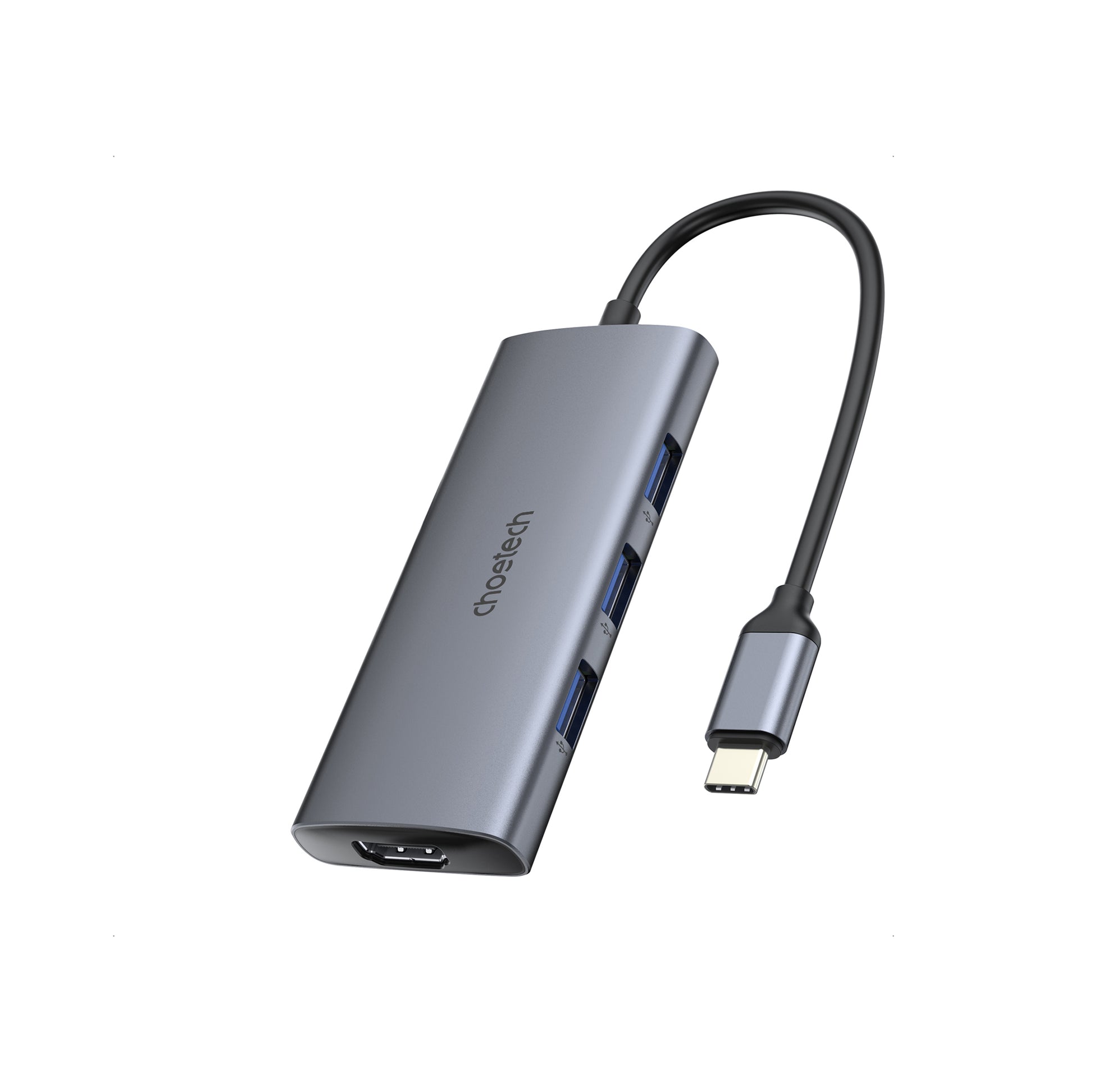 CHOETECH HUB-M19 7-in-1 USB-C Hub — 4K HDMI, 100W PD, 2× USB 3.0, SD/TF