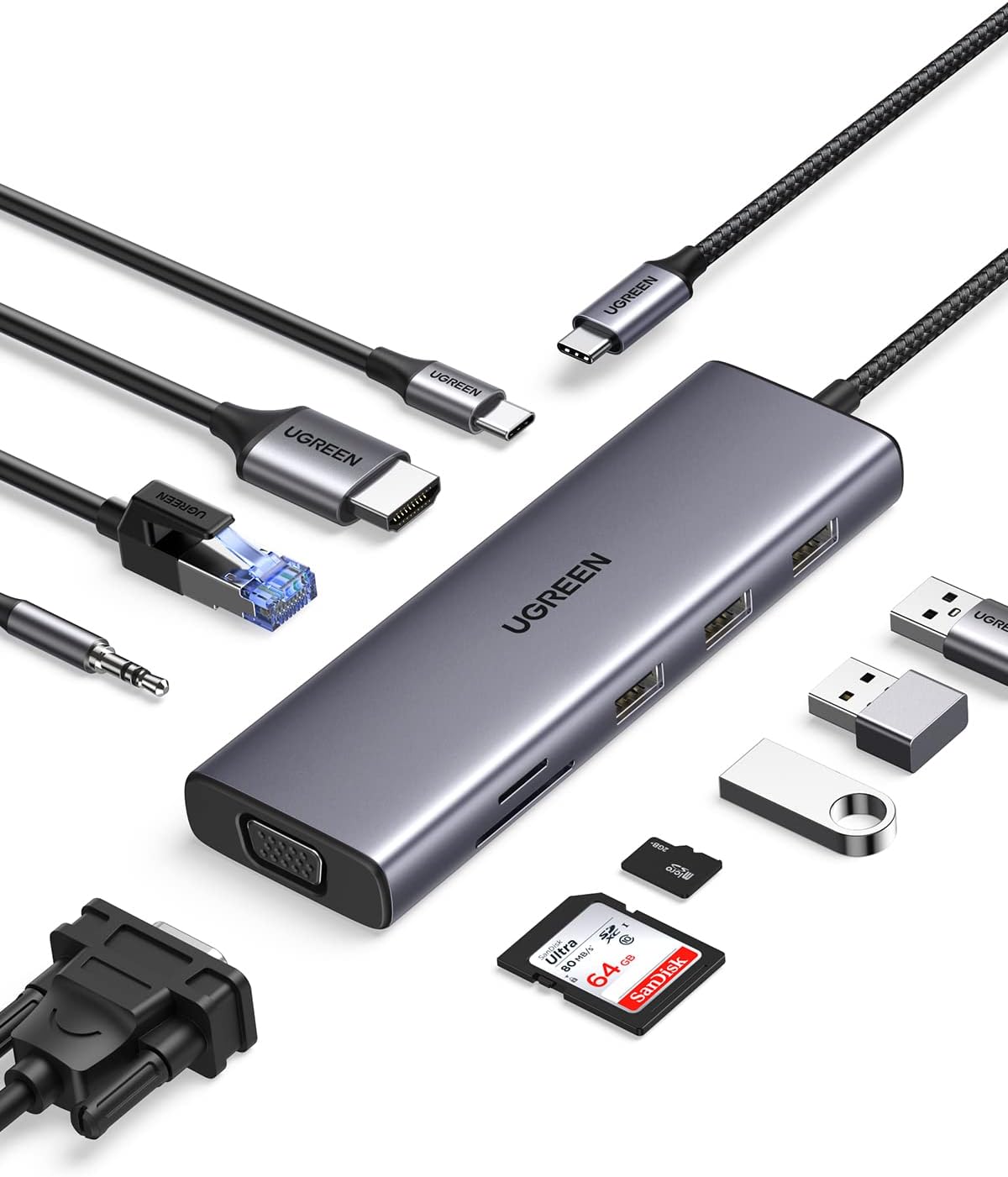 UGREEN 10-in-1 USB-C Hub CM498 with HDMI, VGA, 100W PD