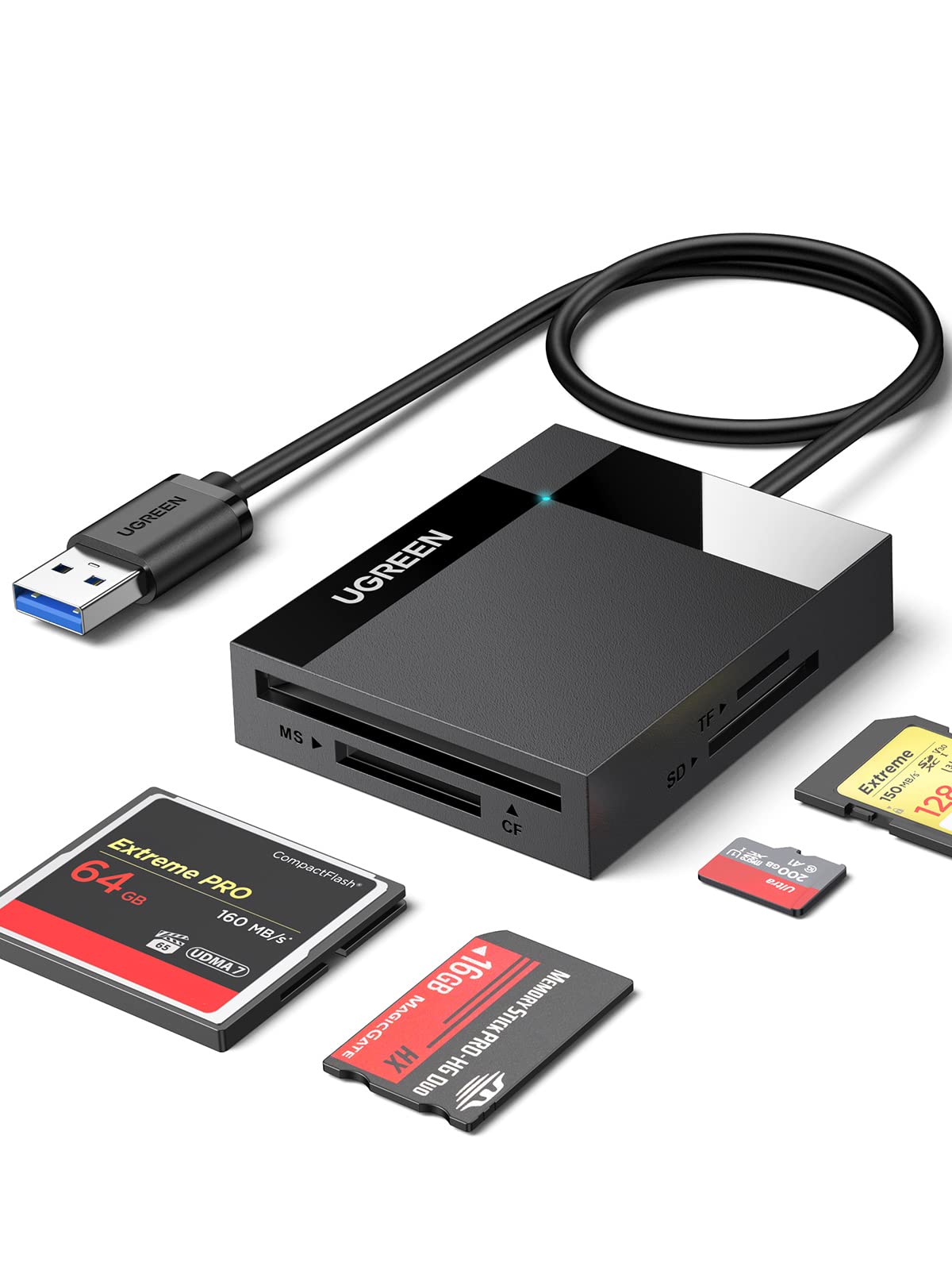 UGREEN CR125 USB 3.0 All-in-One Card Reader SD/TF/CF/MS 5Gbps 50cm