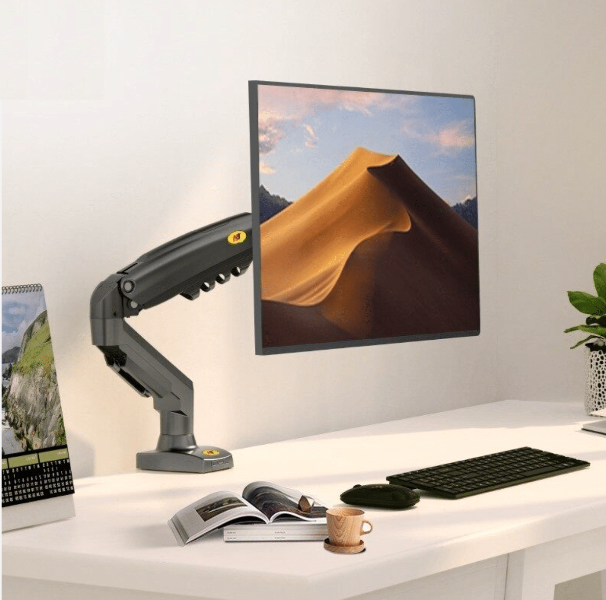 North Bayou NB F80 Ergonomic Single Monitor Desk Mount Arm, 17–30", 2–9kg, VESA 75×75 to 100×100mm